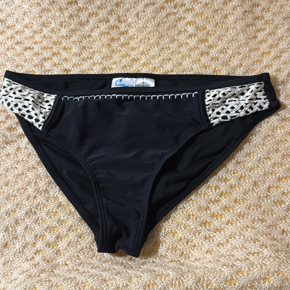 California Waves Black Bikini with White Lace Accents